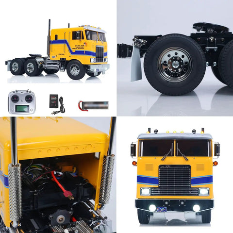 1/14 Scale RC DIY Tractor Truck 6x4 For Tamiya Chassis 56304 With 3-Speed Transmission, light and sound system, shown from various angles