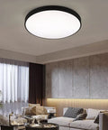 24 Inch Black LED Flush Mount Ceiling Light Modern Large Round Fixture Brighten Up Space 40W Ceiling Lamp in a living room