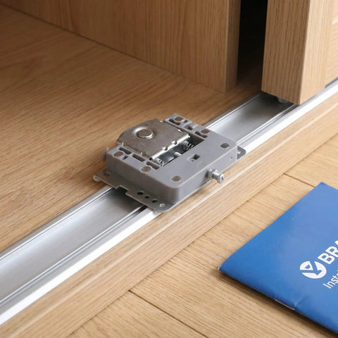 Smooth Sliding Closet Door Rollers With Built In Damping for wooden wardrobe panels on floor track installation