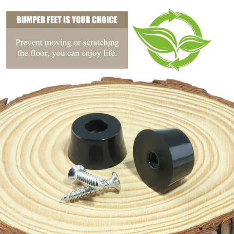 16 Pack Rubber Feet With Screws 1 Inch Top Width 0.8 Inch Base 0.5 Inch Height Heavy Duty Non Slip Bumpers on wood surface
