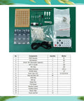 Soldering Practice Kit For Beginners 4x4x4 LED Color Light Cube Electronics DIY Project parts spread on table with component list.