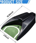Product size image showing the Portable Golf Putting Alignment Mirror With Automatic Ball Return Cup, 6.5x10 inch base.