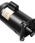 Heavy-Duty 2HP Pool Pump Motor, 230V Single Speed, 56Y Square Flange, 3450 RPMs side view displaying black casing and flange.