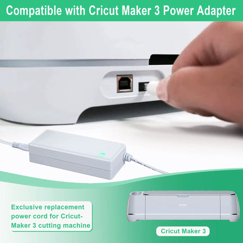 Replacement 24V DC Power Cord For Cricut Maker 3 Cutting Machine, 100-240V 50/60Hz Input, plugged into device