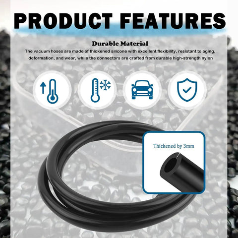 Pro Grade Silicone Vacuum Hose Kit For Auto Repairs With Six Diameters From One Eighth To Three Eighths Inch 64 Nylon Fittings