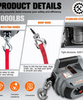 Portable Drill Winch 1000 Lb Pulling Capacity With 40 Foot Alloy Steel Wire Rope Lightweight 11 Lb Hand Winch product details