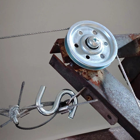 Heavy Duty Cable And Pulley Replacement Kit For Overhead Sectional Garage Doors, Four Pulleys And Two Galvanized Steel Cables