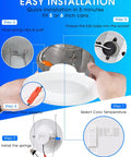 Easy installation guide for 12 Pack 5 To 6 Inch LED Recessed Can Lights showing steps and connections
