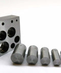 Six Piece Disc Cutter Set With High Carbon Steel Punches and Cutter Block for cutting precise discs from sheet metal