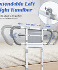 Adjustable Bed Rails For Elderly Safety Up To 400 Lb With Pocket Portable Assist Handle showing extendable left-right handbar.