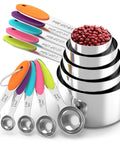 Nesting Measuring Cups And Spoons Set Made Of Stainless Steel With Soft Silicone Handles Pro Grade Heavy Duty And Dishwasher Safe