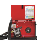 Compact And Portable Mig Welder Perfect For DIY Projects Uses Flux Core Or Mild Steel Easy To Operate At Home With 120 Volt Power open view showing internal components.