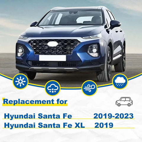 Heavy Duty Wiper Blades Three Pack For 2019 2020 2021 2022 2023 Hyundai Santa Fe Xl front view of Hyundai Santa Fe XL, 2019 model.