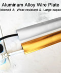 Rock Solid Aviation Aluminum Floor Cable Cover With Dual Channel Wire Routing Design And Slick Brushed Finish Heavy Cord Protector For Clean Home Office Setup A Real Game Changer For Wire Clutter showcasing silver and gold wire plates.