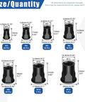 250 Piece Threaded Rivet Nuts Set M3 Through M12 Half Hex Head Black Zinc Plated Carbon Steel Flat Head Rivnuts Built Tough For Construction And Industrial Projects Knurled Non Slip Surface size chart showing M3 to M12 with dimensions and quantities.
