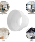 Duct Reducer 6 Inch To 4 Inch Air Duct Adapter For Inline Ventilation System 150mm To 100mm White PP Plastic Connector shown with room images