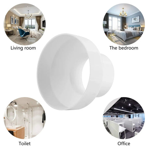 Duct Reducer 6 Inch To 4 Inch Air Duct Adapter For Inline Ventilation System 150mm To 100mm White PP Plastic Connector shown with room images