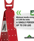 Temporary Roof Anchor Bracket For Heavy Duty Safety And Fall Protection In Roofing Jobs, red steel, supports 310 lbs
