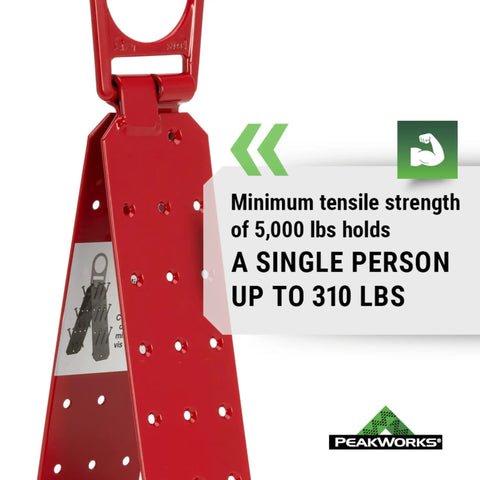 Temporary Roof Anchor Bracket For Heavy Duty Safety And Fall Protection In Roofing Jobs, red steel, supports 310 lbs