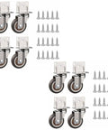 8 Pack L Bracket Side Mount Swivel Caster With Brake 2 Inch TPR Rubber Silent Furniture Wheels with mounting screws