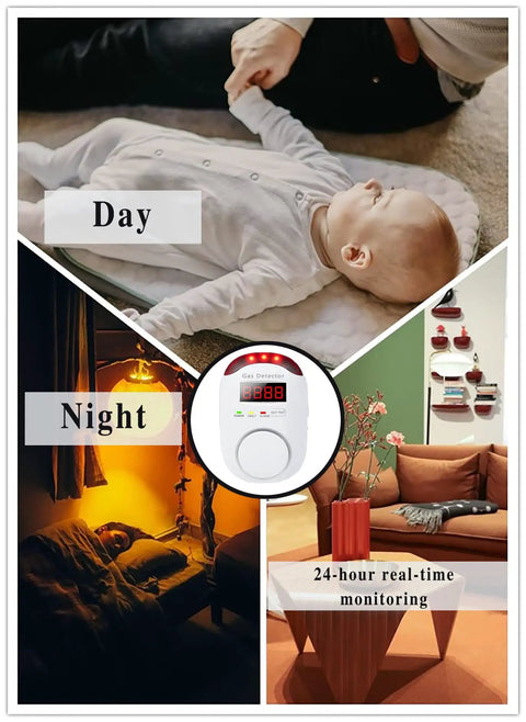 Gas Alarm Detector For Home And RV Propane And LNG And LPG Combustible Gas Detector Plug In And Wall Mount with 24-hour monitoring
