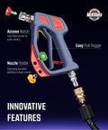 Swivel Gun Pro High Pressure Washer Handle With Three Eighths Inch Male Plug And One Quarter Inch Quick Connector Foam Cannon