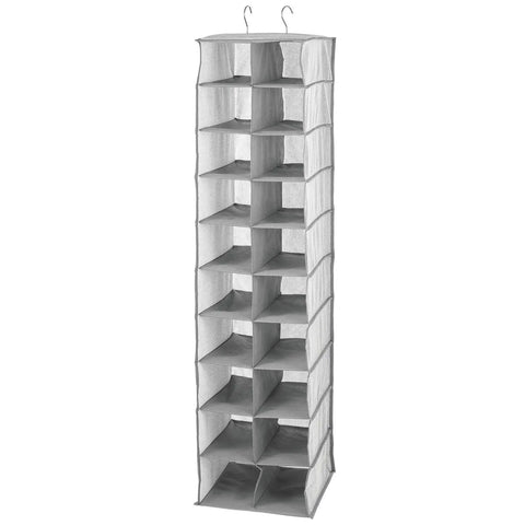 Soft Fabric Closet Organizer With 20 Shelf Over Rod Vertical Storage For Shoes Handbags Clutches And Accessories Space Saver