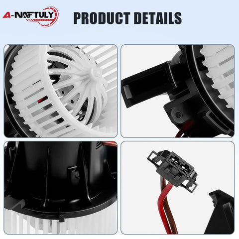 Premium Hvac Heater Blower Motor Fan Dead Simple Plug Play Replacement Built Heavy Duty For Audi A4 A5 S4 S5 Q5 2009 To 2016 2.0L L4 Hybrid Setup Direct Fit close-up of fan blades and connector.