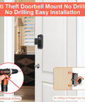Anti-Theft Video Doorbell Mount For E340 With No Drill Adjustable Bracket installed on door, showcasing easy installation.