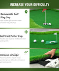 Thickened Realistic Golf Putting Green 5 X 10 Ft Practice Mat For Indoor Outdoor With Three Holes And Training Cup details
