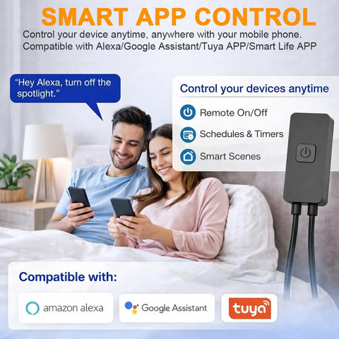 Smart app control for Versatile LED Indoor Spotlight Kit For Display Shelves Artwork Plants Jewelry And Cabinets with couple on couch