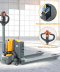 Heavy Duty 3300 Lb Electric Pallet Jack With Smart Control Handle And Fast Lifting, featuring portable lithium battery and ergonomic handle design.