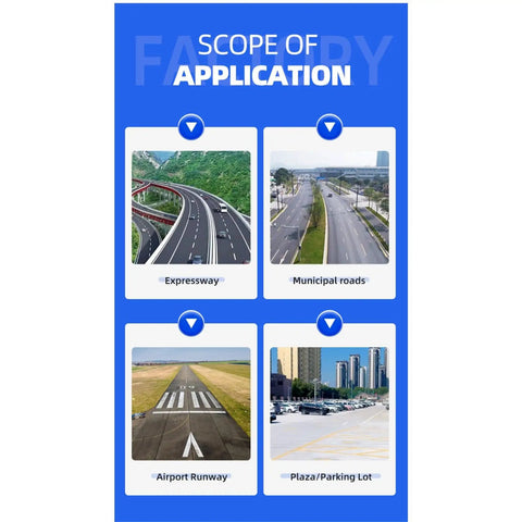Scope of application for Pro Grade Road Crack Filling Machine for asphalt and concrete on roads and runways.