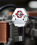 Close-up of Hydra-Krimp AC Hose Crimp Tool for automotive air conditioning repair with manual pump, showing die attachment.