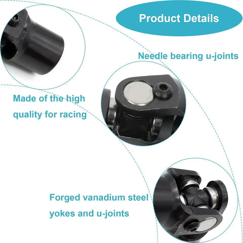 Heavy Duty 3/4 Double D To 3/4 Round Single Steering Shaft Universal U Joint Built Like A Tank With Solid Billet Steel for automotive use.