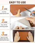 Steps to use Self-Adhesive Leather Repair Patch Kit With Three 8.3 x 11 Inch Patches For Furniture Car Seats Couches And Office Chairs Black
