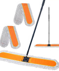 Heavy Duty Commercial Dust Mop With Extended Handle And Thick Cotton Pads For Slick Wet Or Dry Sweep and daily cleanup in warehouse.