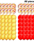 80 Pcs Red And Yellow Confetti Balloons 12 Inch Party Decor For Weddings Baby Showers Birthday Parties And Events Perfect For Arch Backdrops Creating Party Vibe And Easy Decorating Supplies, showing red, yellow, and confetti-filled balloons.