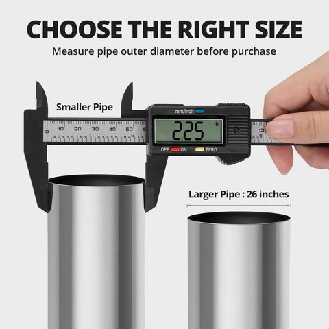 Digital caliper measuring 2.25 inch pipe for Beefy 2.25 Inch Exhaust Lap Joint Clamp Set Heavy Duty Stainless Steel Band Clamp For Automotive Exhaust Pipes Mufflers And Catalytic Converters Four Pack Durable Quick Fit Kit