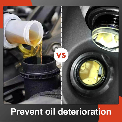 Comparison of oil pouring into engine vs prevented oil deterioration with BMW Direct Fit Crankcase Vent Valve Breather Hose Kit PCV.