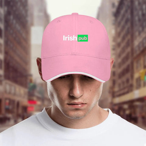 Party Ready Saint Patrick's Day Pub Cap For Men Pink Lightweight Adjustable Buckle One Size Fits Most worn by model