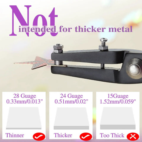 1.5mm Round Hole Punch Pliers For Soft Sheet Metal demonstrating metal thickness limits