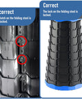 Instructions showing incorrect and correct latch positions on upgraded foldable stool set of 2 portable collapsible chair.