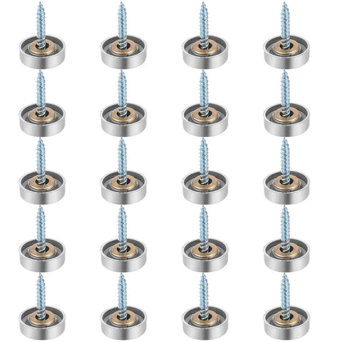 20 Pieces Stainless Steel Screw Cover Caps 0.63 Inch Diameter 16mm Mirror Finish Decorative Screws With Caps Silver Chrome