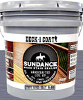 Dang Solid One Coat Wood Stain Sealer For Pressure Treated Decks And Fences Semi Transparent Stony River Gray 5-gallon bucket.