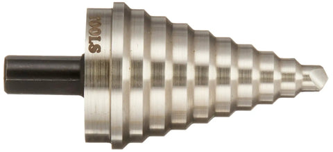 High Speed Steel Step Drill Bit 59009 with anti-skid tip and laser-etched markings, shown from side angle