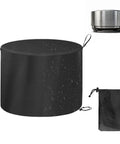 Heavy Duty Water Resistant Fire Pit Cover For Summit 24 Inch Solo Stove, black cover with storage pouch and fire pit model