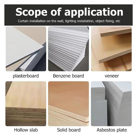 Scope of application for Heavy Duty Plastic Toggle Wall Plugs For Drywall And Plasterboard Installations Hollow Wall Expansion Anchors Kit