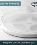 Hassle Free 360 Spin Fridge Turntable, Top Tier Lazy Susan Organizer For Refrigerator Storage, Non Slip Base With Quiet Ball Bearings, Fast Fit Kitchen Pantry Aid In Crisp White, smooth rotating design