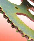 Close-up of 60T 420 Sprocket With 37mm Bore 6 Hole Mount Beefed Up High Torque Rear Chain Sprocket Replacement with teeth detail